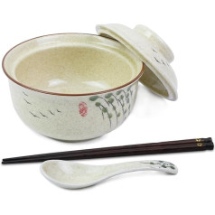 HLWDXno1 Ceramic Tableware Ramen Bowl Noodle Bowl with Spoons Chopsticks Kit for Pasta Udon Pho, Japanese Fish (Branch)