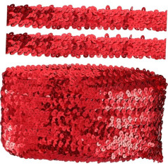 Tofficu Flacher Glitzerstretch Paillettenbesatz Durch Den Hof Bling-besatz Für Kleidung Verzierungen Trimmen Fransen Mit Paillettenbesatz Bastelquaste Zierleiste Plastik Zubehör Blitz Rot