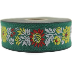 35303 V3 Jacquard-Band, mittelalterliche Bordüre, gewebt, Heimdekoration, Verzierung, DIY, Nähzubehör, Spitze, Vintage-Dekor, 11 Meter breit, 3,5 cm breit, Grün