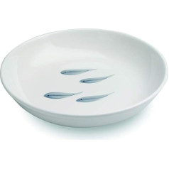 Zafferano Mannaggia Li Pescetti - Porcelain Rice Scoop, Diameter 300 mm, Colour Grey, Fish Pattern, Dishwasher Safe - Set of 2