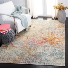 Safavieh Modern Chic Rug for Living Room, Dining Room, Bedroom Madison Collection, Short Pile, Grey and Turquoise, 160 x 229 cm, Polypropylene (PP)
