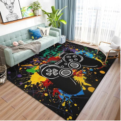 Capslpad Gaming Rug for Boys Room, 150 x 200 cm, Machine Washable, Gamer Controller Area Rugs, Non-Slip 3D Printed Play Mat, Short Pile Rug, Rugs for Boys, Teens, Bedroom