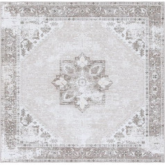 SAFAVIEH Traditional Persian Rug for Machine Washable and Non-Slip - Ideal for High Traffic Areas - Tucson Collection, Short Pile, Sage and Ivory, 120 x 120 cm