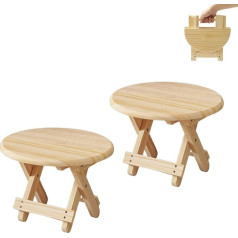 Magic Select 2 Mini Folding Wooden Stools Travel Seat Round Kids Stool Portable Footstool for Home Bathroom Kitchen Garden Office Travel Support 200lbs