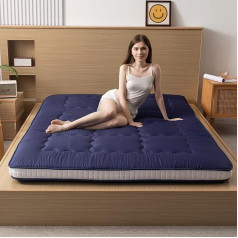 Yoshoot Futon Mattress, Japanese Tatami Quilted Sleeping Mattress, Foldable Floor Mattress, Extra Thick, Guest Bed Foldable, Breathable Lounger, Camping Sofa (Dark Blue, 150 x 200 cm)