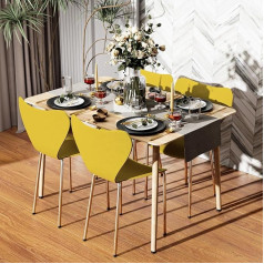 Chleby Set of 4 Dining Room Chairs, Plastic Chairs, Dining Room Chairs, Living Room Chairs, Polypropylene Plastic, Suitable for Dining Room, Living Room, Yellow