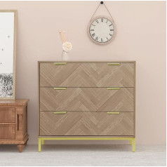 Anmytek Drawer Cabinet, Chest of Drawers with Drawers, Wooden Chest of Drawers, Bedroom Chest of Drawers, Sideboard, Rolling Drawers, Robust, 3 Spacious Drawers, 80 x 40 x 75 cm