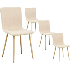Furniturer Dining Room Chairs Set of 4 Beige Fabric Scandinavian Kitchen Chairs for Dining Room, Beige