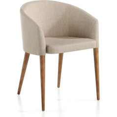 Ac Angel Cerdá Angel CERDÁ Dining Chair Upholstered with Fabric, Walnut Feet Modern Style