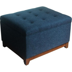 Homepop Upholstered Chunky Textured Tufted Storage Ottoman with Hinged Lid, Blue