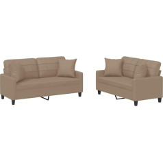‎Vidaxl vidaXL Sofa Set 2 Pieces, Armchair Couch with Cushion, Sofa Living Room Sofa with Armrests, Couch Set, Designer Sofa, Seating Furniture, Upholstered Furniture, Cappuccino Brown Faux Leather
