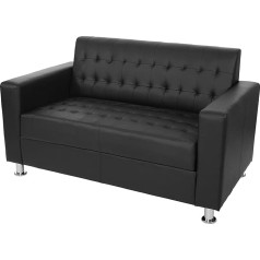 Mendler Kunda 2 Seater Sofa Faux Leather with Metal Feet Black