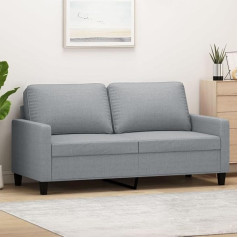 Lapooh 359163 2-Seater Sofa Light Grey 140 cm Fabric, Sofas & Couches, Sofa Living Room, Sofa for Teenager's Room, Relax Sofa, Sofa for Bedroom, Upholstered Sofa
