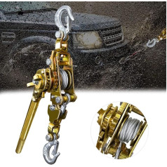 FITHOIST Come Along 2 Ton Winch Puller Heavy Duty Hand Puller 1995.8 kg with 2 Hooks Cable Ratchet Puller with Double Metal Gear for Lifting Pulling (New)