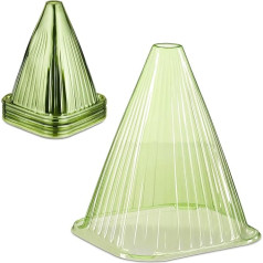 Relaxdays Plant Hat, Set of 32, Snail Protection, Frost Protection, H x W x D: 22 x 19 x 19 cm, PVC Plant Protection Covers, Green