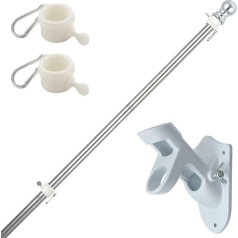 INFLATION Flagpole Aluminium, Stainless Steel 150-180 cm Flag Pole Kit with Adjustable 180 Degree Outer Wall Mount and Rotating Rings (Mast with Bracket)