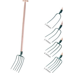 KADAX Pitchfork, Fork, Spade Fork, Digging Fork, Manure Fork, Garden Fork, Wire Fork with Wooden Handle, Garden Fork Made of High-Quality Steel, Manure Fork, Garden Fork (5 Prongs, T-Handle)