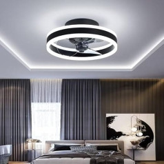 AHWEKR Quiet Ceiling Fan with Lighting 30 W Dimmable Ceiling Light with Remote Control and App 6 Speeds Lamp with Fan Timer Bedroom Living Room Black 40 cm