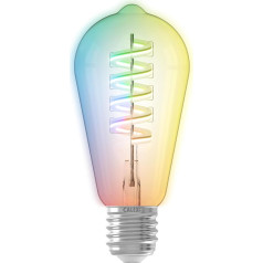 CALEX Smart Lamp Filament, E27 Edison ST64, RGB WLAN Lamp with App and Alexa Voice Control and Google Home, Dimmable WiFi LED Bulb, 5 W