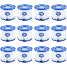 woejgo VI Pool Filter Cartridge for Bestway Filter 58323 - Size 6, for Lay-Z-Spa, for Whirlpool Filter Type VI, for Miami, Vegas, Monaco (Pack of 12)