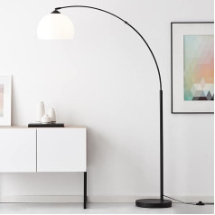Lightbox Arc lamp - up to 166 cm height adjustable arc floor lamp, diameter 30 cm, foot switch, E27 socket for max. 60 Watt - Metal/Plastic