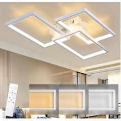 CBJKTX LED Ceiling Light Living Room Ceiling Light Modern 80 cm 72 W Living Room Lamp Dimmable with Remote Control White Bedroom Lamp Rectangle Metal Design for Bedroom Children's Room Kitchen