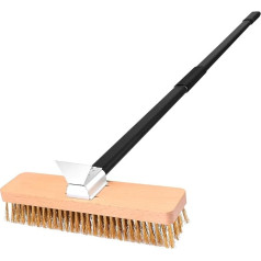 NUTUNI Pizza Oven Brush with Steel Scraper, Removable Long Aluminium Handle, Pizza Oven Scraper with Brass Brush, 27 cm with Long Handle 94 cm or 134 cm