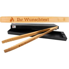 Zetzsche Barbecue Tongs 60 cm XXL Engraved with Name or Desired Text Including Gift Packaging, Greta Design Wooden Tongs, Beech Wood, Perfect for Grilling, Raclette or Kitchen