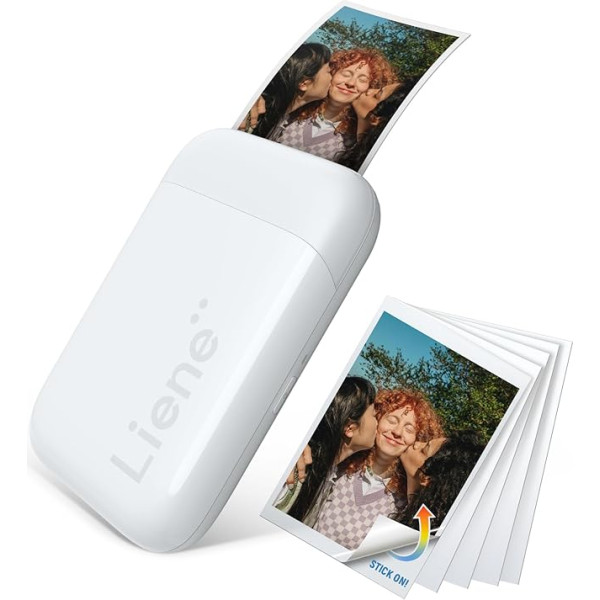 Liene 2 x 3 Inch Mini Photo Printer Smartphone, Mini Portable Instant Image Printer with 5 Zinc Adhesive Paper, Bluetooth 5.0, Compatible with iOS & Android, Small Mobile Phone Photo Printer for