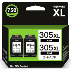 INKYEAH 305 Printer Cartridges Black XL, 305 XL Cartridges Black Compatible with HP 305 Black, Ink Cartridges 305 Black for DeskJet 2700 2720 2710 2300 Plus 4120 4100 4110 Envy 6000 6032 6020 Printer