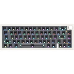 Cmokifuly GMK67 65% Mechanical Keyboard Kit Tri-Mode South-Facing RGB LED Gaming Keyboard for 3/5 Pin Switch, 66 Keys + 1 Button Hotswap Socket PCB Sealing Plate DIY Keyboard Kit (White)