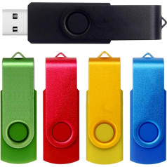 USB Stick 16 GB USB 2.0 Pack of 5 TATMOHIK USB Memory Stick 16 GB 5 Pieces USB Flash Drive Multi-Colour Memory Stick Rotating Clip Metal Data Stick Pendrive with Silicone Case 5-Piece Set