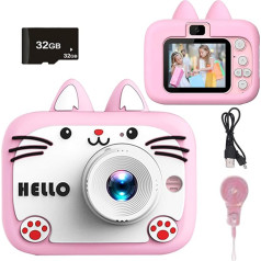 Kids Camera, 1920P HD Digital Camera for Kids, 2.0 Inch Screen Dual Lens Camera with 32G TF Card, Supports Cardless Storage, Auto Focus, Video Recording