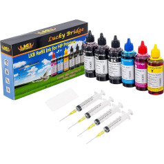 LKB 6 x 100 ml Refill Ink Set for HP 950 951 60 61 952 902 901 61 60 62 63 21 22 920 940 934 564 932 933 711 970 971 992 94996 97 Cartridge or CISS CISS System 4 Colour Set (600ml)