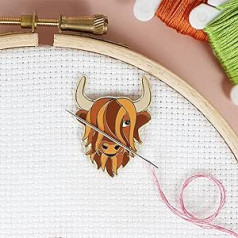 Caterpillar Cross Stitch Needle Minder Highland Cow for Cross Stitch, Sewing, Embroidery and Crafts, Enamel and Magnet Accessories