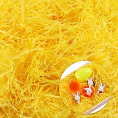 Easter Grass Paper, Hillylolly 200 g Easter Grass Yellow, Shredded Paper Filling Material, Filling Material Gift, Easter Grass Decorative Grass for Easter Basket, Easter Nest, Easter Gift Box, Gift