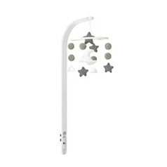 Snüz Mobile Baby - Soft Mobile for SnüzPod and SnüzKot with Stars, Moon and Clouds, with Clip-on Holder - White, FN015B