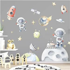 Little Deco DL834-4 Wall Sticker Space Planets Space Astronaut Wall Sticker Stars Baby Nursery Decoration