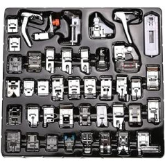 CKPSMS Brand - # KP-19015 42 Pcs Household Sewing Machine Presser Foot Set Compatible with Brother, Babylock, Singer, Janome Low Shank Sewing Machines (42pcs)