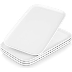 MALACASA Porcelain Serving Plate, Serving Tray, Set of 4, Rectangular Serving Plate, Large for Buffets, Sushi, Cakes, Appetizers at Home/Restaurant, 30 x 18 cm, White (White, 4-Piece)