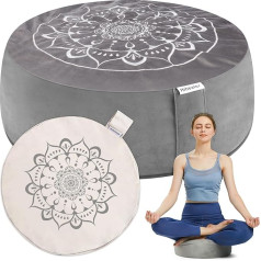 Hihealer Meditation Cushion with Additional Velvet Cover - Large Traditional Tibetan Meditation Cushion, Yoga Floor Cushion, Zafu Filled with Buckwheat Hulls, Great Gift for Women