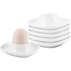 HIUAUIH Egg Cups, White Porcelain Egg Cup Set, Elegant 6-Piece Ceramic Breakfast Set, Egg Cup Egg Holder, Breakfast Egg Holder Set for Hard and Soft Boiled Eggs (Space)