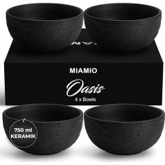 MIAMIO - 750 ml, Bowls/Bowls, Set of 4, Salad Bowls, Soup Bowls, Cereal Bowls, Serving Bowls Made of Ceramic, Microwave, Dishwasher and Oven Safe - Oasis Collection