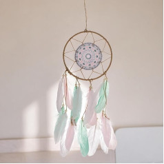 MIJOMA Pastel Mandala Feather Dream Catcher - Boho Decoration for Peaceful Sleep 8