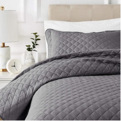 Amazon Basics - Extra Large, Embossed Bed Throw - Dark Grey, Diamond - 220 x 240 cm.
