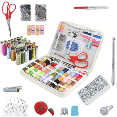 Large Sewing Kits for Adults, Portable Sewing Bag, Easy Sewing Kit for Adults, Kids, Beginners, Home, Travel, White