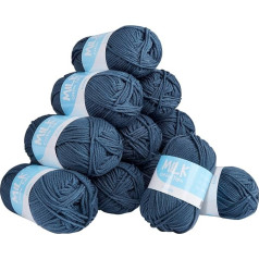 Crochet Yarn Baby 12 x 50 g/Ball, Super Soft 100% Acrylic Yarn for Beginners and Children, Anti-Pilling Hand-Knitting Yarn for Knitting and Crocheting, Fluffy Ball (Ocean Blue)