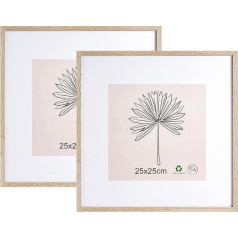 LYYYYX Picture Frame 25 x 25 cm with Mount Wooden Photo Frame with Acrylic Glass for Vertical or Horizontal Hanging Picture Frame for Photos, Posters, Puzzles Pack of 2
