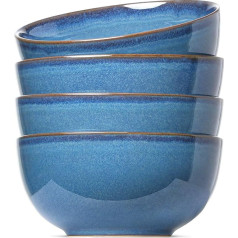 LE TAUCI Cereal Bowls 6 Inch Ceramic Bowls Set for Soup Dessert Fruit Salad Noodles Ramen 22oz Bowls for Kitchen 4 Pieces Ceylon Blue