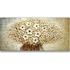 Orlco Art Wall Decoration Hand-Painted Landscape Flower Wall Art Abstract Spatula Gold Tree Blossom Painting On Canvas Family Wall Living Room Art Wall Decoration Stretched 71 x 142 cm